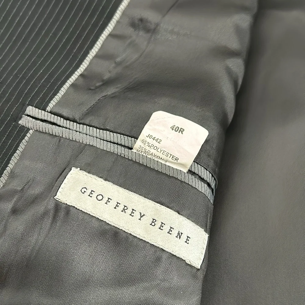 GEOFFREY BEENE Blazer 40 Mens Black Pinstripe Sport Coat‎ Suit Jacket 40R